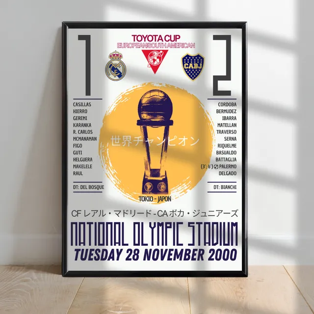 Cuadro Boca Campeón Del Mundo 2000 C/vidrio 30x40cm