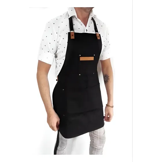 Delantal Cocina Jean Cuero Unisex Gastronomico Multirubro 