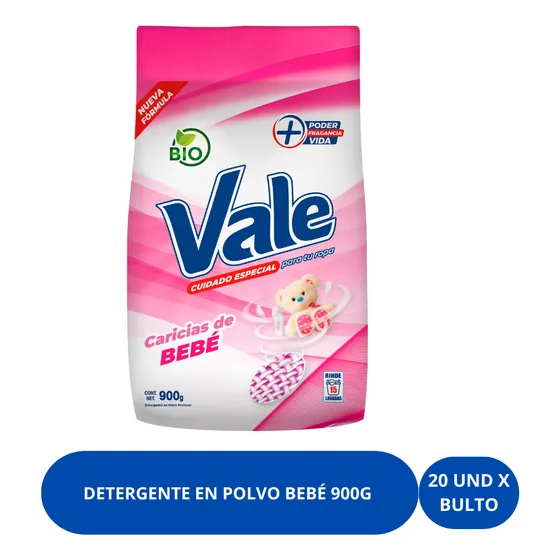 Detergente En Polvo Vale Bebe Bulto De 20 Unid  900 Gr C/u 