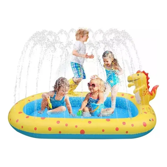 Piscina Con Lanzador De Agua Inflable Dinosaurio Carnaval