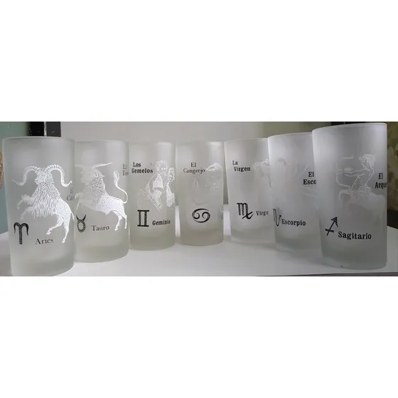 7 Vasos Tallados Con Signos Sodiacales