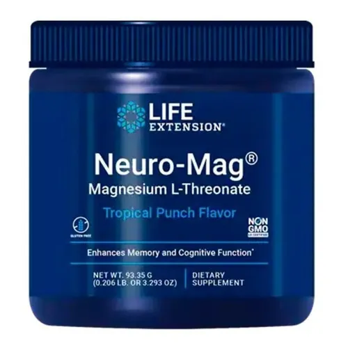 Life Extension L-treonato De Magnesio, 93.35 G Sabor Ponche Tropical