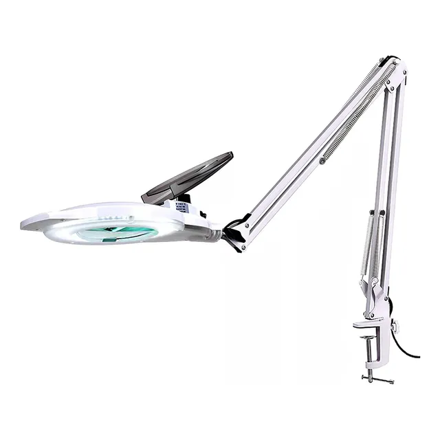 Lámpara De Pie Led De Lupa Con Abrazadera Color Blanco