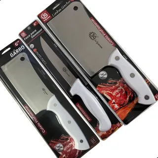 2 Cutelo Profissional + Faca Desossar Açougueiro Cozinha Aço 2 Cutelo Profissional + Faca Desossar Açougueiro Cozinha Aço