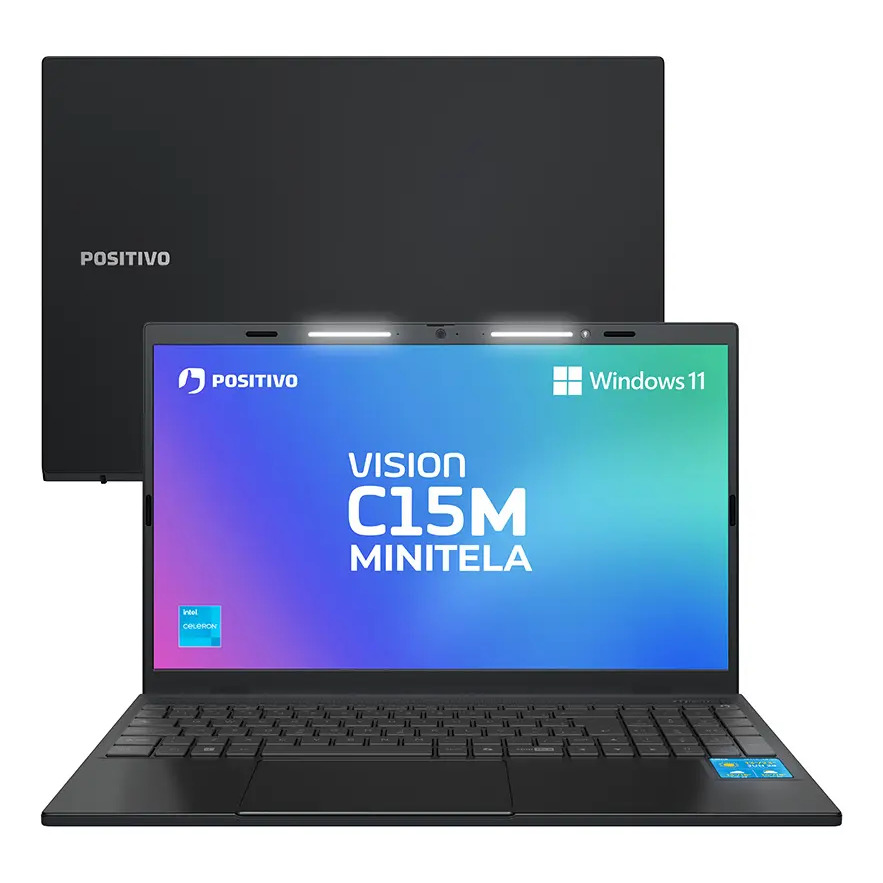 Notebook Positivo Vision C15M de 15.6" Full HD com Minitela e Tecla Copilot, Intel Celeron, 8GB RAM e 128GB SSD
