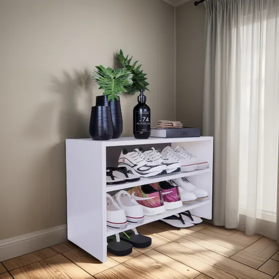 Sapateira Muti Uso Mdf Branco Hall Entrada Pé De Cama 60cm G