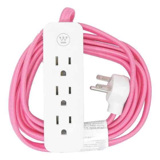 Multicontacto de 3 tomas Westinghouse WE96755color rosa largo del cable de 2.7m 10A
