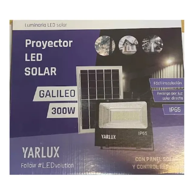 Proyector Led Exterior 300w Luminaria + Panel Solar Luz Fria