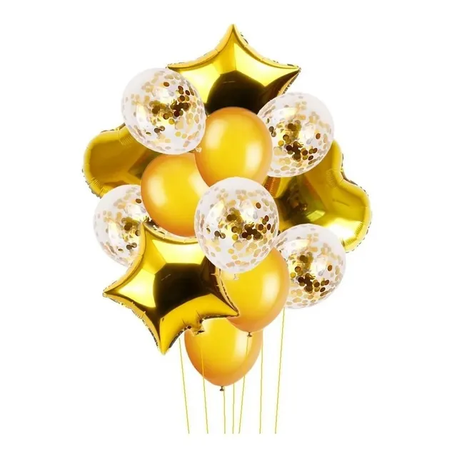 Globo Bouquet Pack De 14 Pzas - Dorado