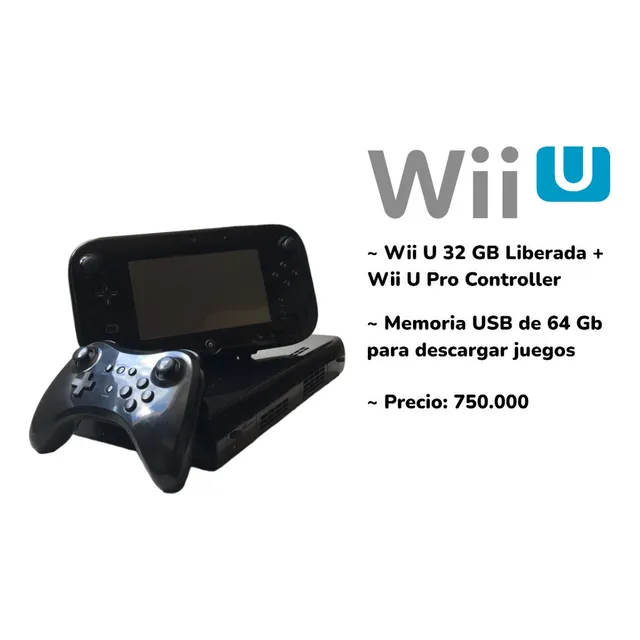 Wii U Liberada - Color Negro - 32 Gb + Wii U Pro Controller