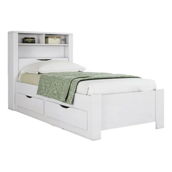 Cama 1 Plaza Con 2 Cajones Y Estanteria Atacama 225855 Color Blanco INVICTA