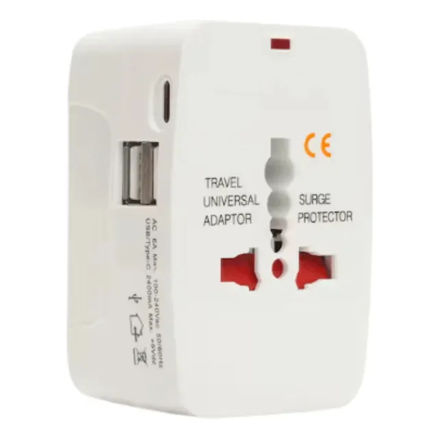 Adaptador Enchufe Universal De Viaje Con Puerto Usb-c Tipo C