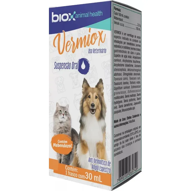 Vermiox 30ml  Mebendazol Suspension Para Mascotas