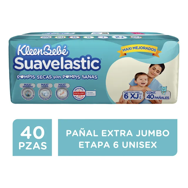 Pañales Kleenbebé Suavelastic Etapa 6 Unisex 40 Piezas