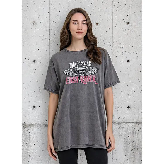 Remera Over Algodón Estampado Unisex Nylon Rider Motorhead