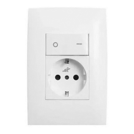 Plaqueta Blanca Presta Con Schuko Y Llave Bipolar Plaqueta Blanca Presta Con Schuko Y Llave Bipolar