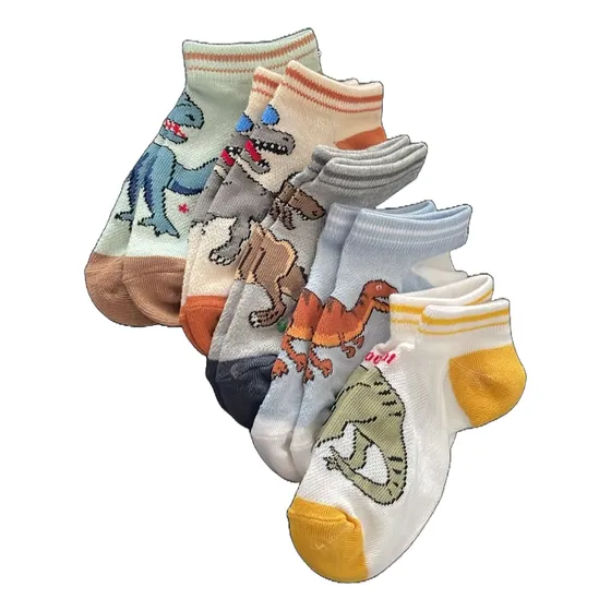 5 Pares De Medias  De Dinosaurio Para Niños Niño