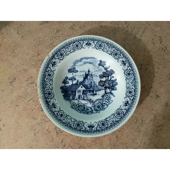 Platos Antiguos Chilenos Loza Penco Plato Hondo Y Bajo Azul