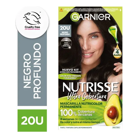 Kit De Tintura Garnier Permanente Nutrisse Ultra Cobertura Tono Tono 20U Negro