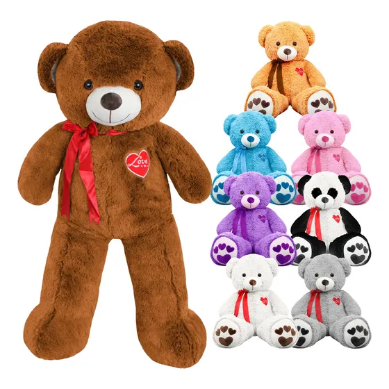 Oso De Peluche Grande Gigante Corazón 100cm Pelucheria Color Marrón Oscuro