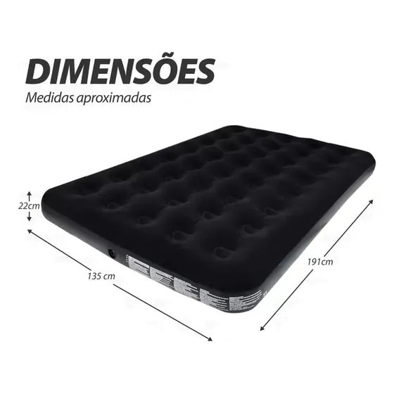 Colchão De Casal Inflável Grande Bel 300kg Resistente Preto