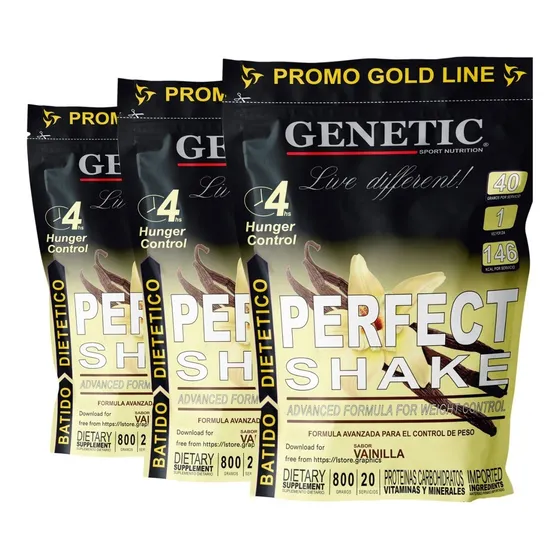 3 Batidos Reemplaza Comidas Perfect Shake Genetic Adelgazar