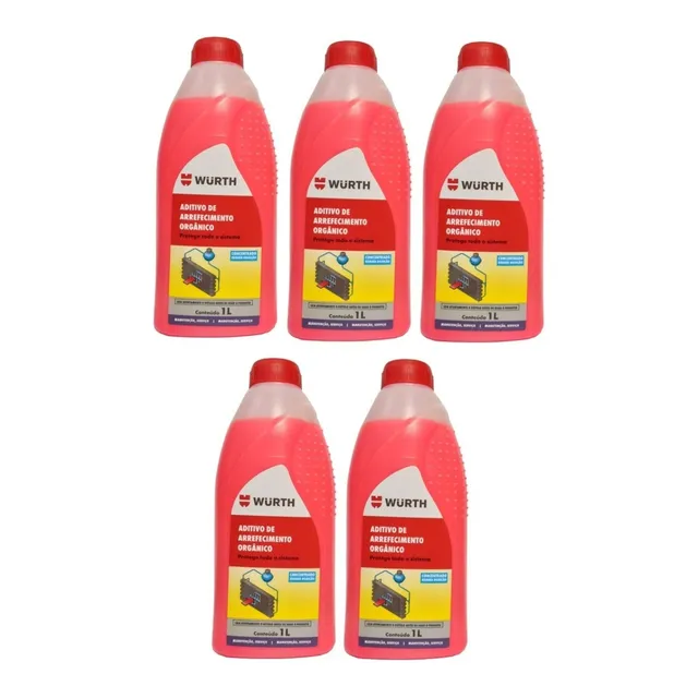 Kit 5 Aditivo Radiador Wurth Concentrado Monoetilenoglicol