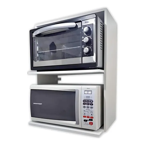Nicho Suporte De Parede Para Microondas E Forno Mdf Madeira Cor Branco Bilhó Moveis