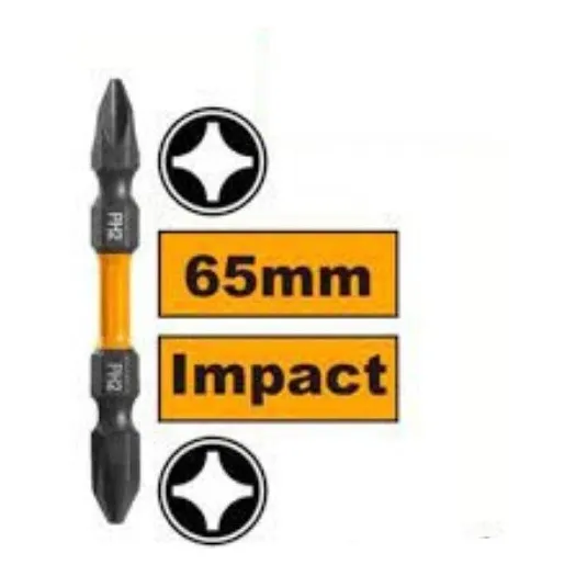 Set De 10 Puntas Phillips De Impacto Ingco Ph2 X 65mm Iman