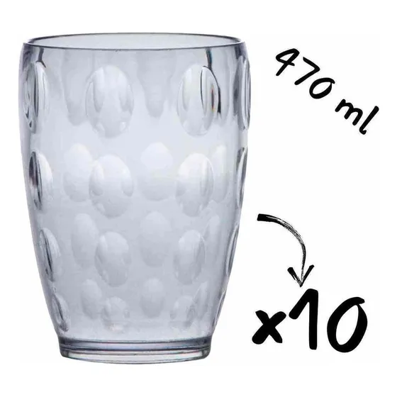 Kit 10 Copos Acrilico 470ml Acqua Decorado Piscina Dia Dia