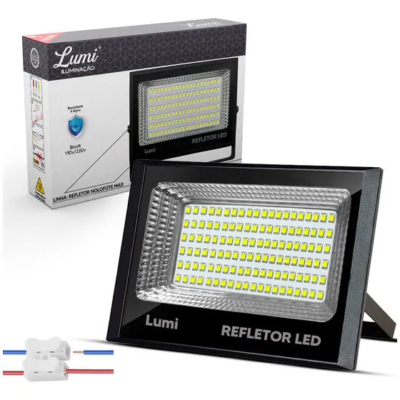Refletor Led 200w 127/220V Ip65 Branco Frio 6500k Lumi Carcaça Preto Luz Branco-frio 127/220V