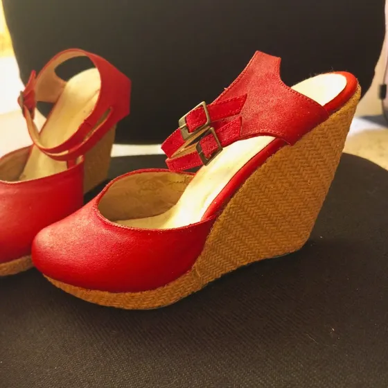 Zandalias De Plataforma Rojas Talla 36