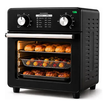 Fritadeira Elétrica Forno Oven 10l Preto 110v Air Fryer Preto 127v