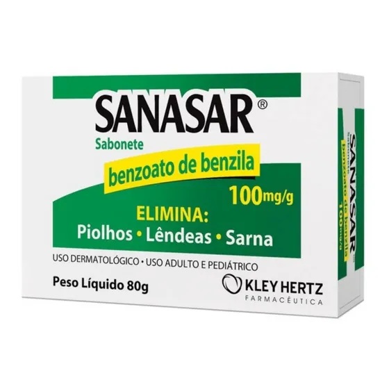 Sabonete Sanasar Elimina Piolhos Lêndeas Sarna 80g Kleyhertz