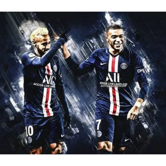 Cuadro Decorativo Futbol Neymar Mbappe 40x60 Lienzo Moradouy