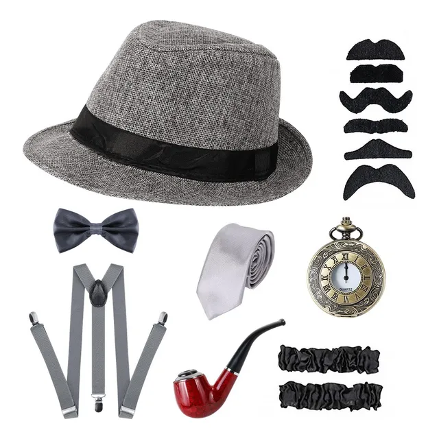 Set De Disfraz Fiesta De Gatsby 14 Piezas Para Hombre De Los Años 20