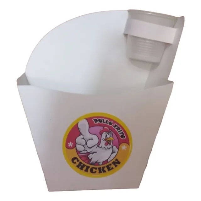 Envase Para Pollo Frito Con Papitas Y Vasito / Pack De 12 U.