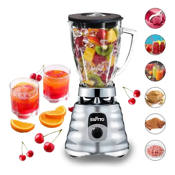 Licuadora Ewtto EW-Y322 Vidrio 1.27L Potente 700W Plateado