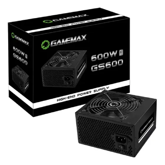 Fonte Atx Gamemax 600w Gs600 White 80+plus Pfc Ativo Preto