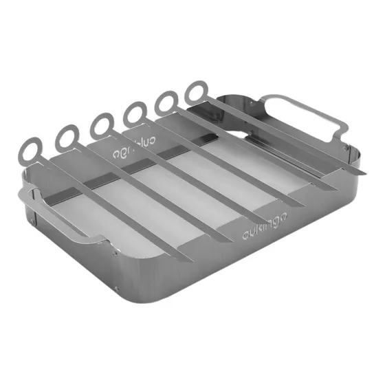 Brochetera Acero Inoxidable + 6 Pinches Y Funda Cukingo