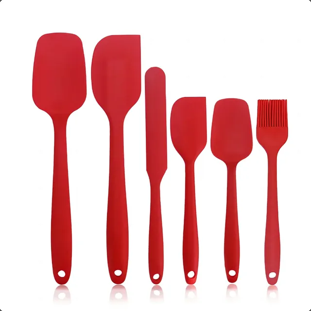 Espátula De Silicone Colorfull Reforçada Colher Pão Duro 6un