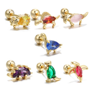 Aretes Mujer De Dinosaurios Baño De Oro 18k Zirconias 1 Pza Aretes Mujer De Dinosaurios Baño De Oro 18k Zirconias 1 Pza