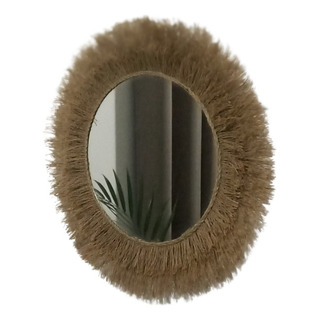Espelho Decorativo Boho Juta Parede Espelho Decorativo Boho Juta Parede