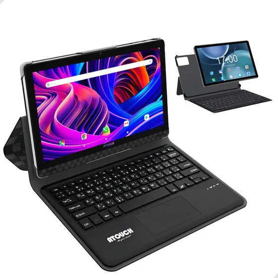 Tablet C/ Capa Teclado Mouse 128gb 6gb Ram Entrada P/ Chip Cor Preto
