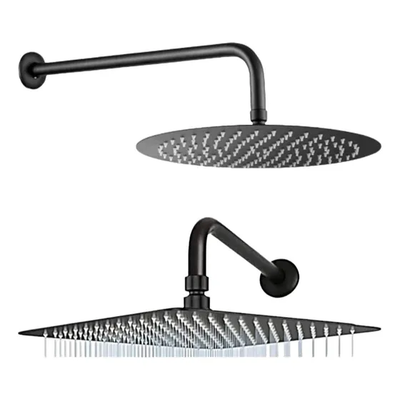 Ducha Regadera Cuadrada Redonda 8  Con  Tubo Negra