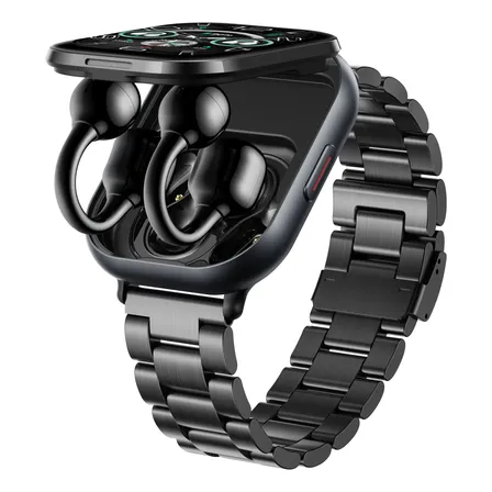 Smartwatch Com Fones Bluetooth Estojo Carregador Preto Cinta De Acero