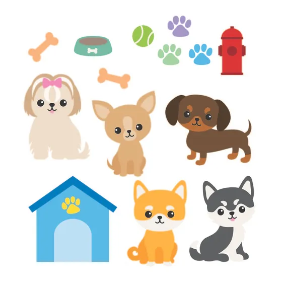 Adesivo De Parede Infantil Cachorros Pet Shop Quarto 449ir