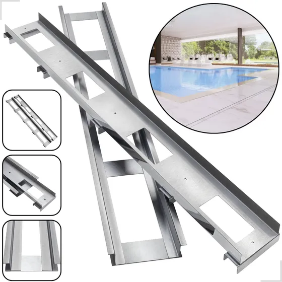 Ralo Linear Oculto 1000mm X 100mm Invisível Inox 304 Grelha Cola Piso Borda de Piscina Marca Cozinha Gourmet