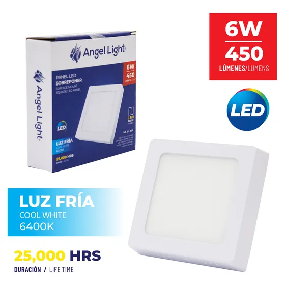 Lampara Panel Led Cuadrada Para Sobreponer 6w . Angel Light