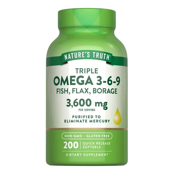 Nature's Truth Triple Omega 3 6 9 | 3600 Mg | 200 Cápsulas B